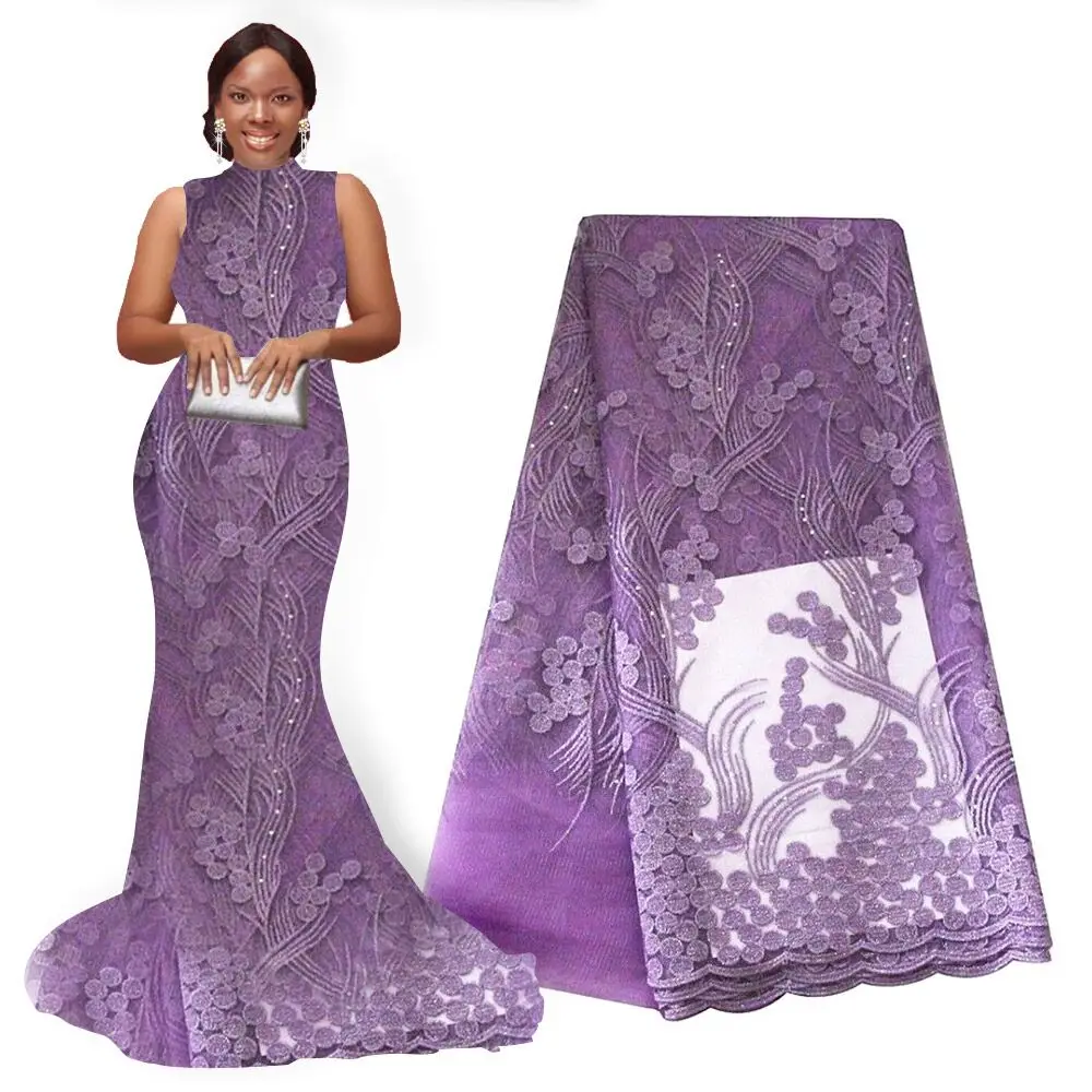 Красивая новейшая африканская кружевная ткань 2019 Румяна Розовый персик вышивка