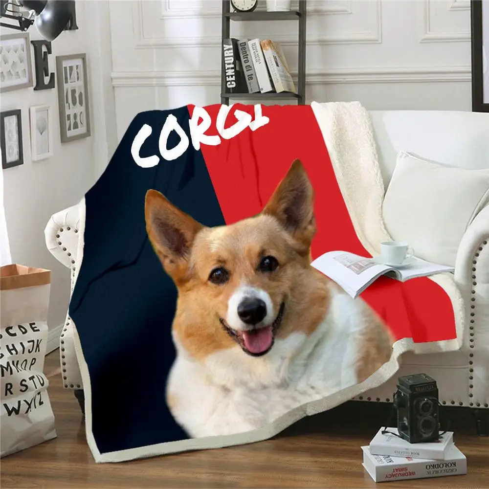 

CLOOCL Best Friend for Life Corgi Double Layer Blanket 3D Print Office Nap Blankets Hiking Picnic Blanket Sherpa blanket