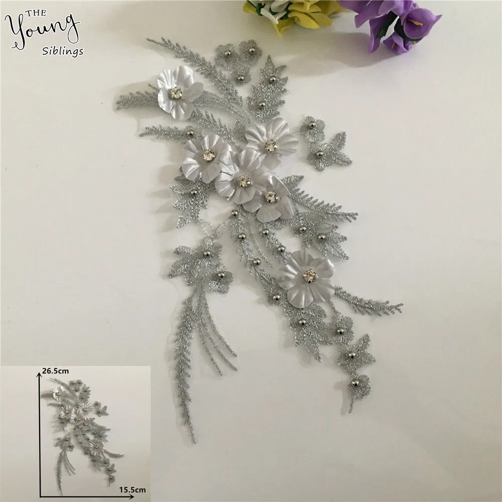 Новое поступление ABS жемчужная вышивка кружевной воротник Стразы 3D цветок шитье