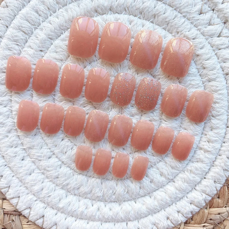 24 шт. накладные ногти цвет кошачьих глаз Накладные средней SquareBean паста готовой