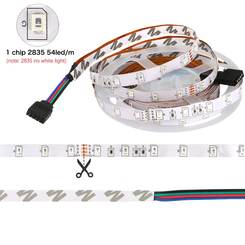Светодиодная лента RGB SMD2835 гибкая светильник аемая LED полоска с контроллером на 24