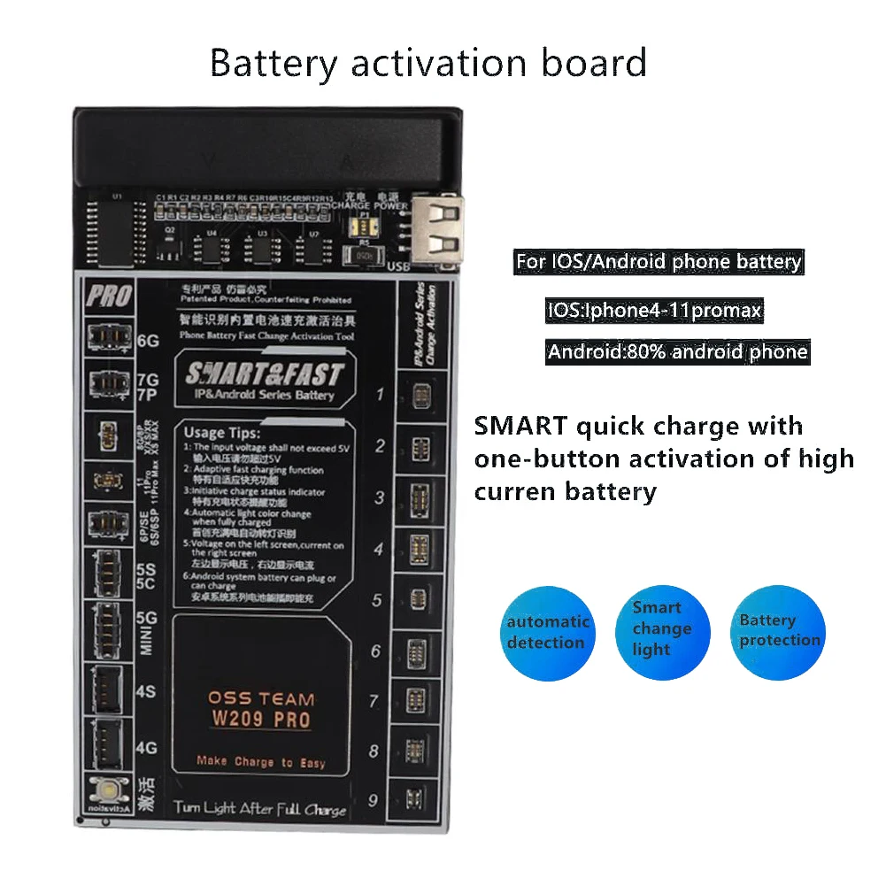w209pro battery tester activation board for iphoneandroid phone fast charging activation board free global shipping