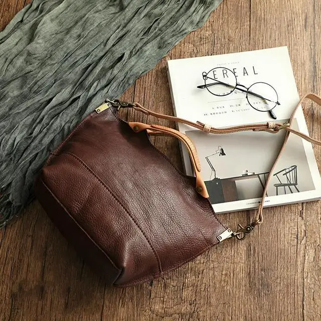

Simple Genuine Leather Women Bag 2021 New Vintage Large Capacity Handbag Nature Soft Cowhide Shoulder Messenger Bags