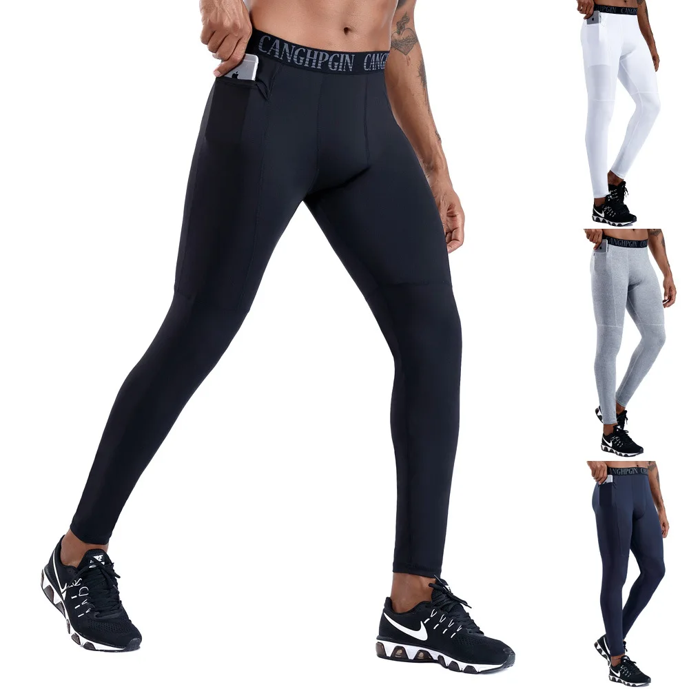 Men's Fitness Trousers with Pockets PRO Running Training Sports Stretch Wicking Quick-dry Tight Complet Jogging Homme | Спорт и