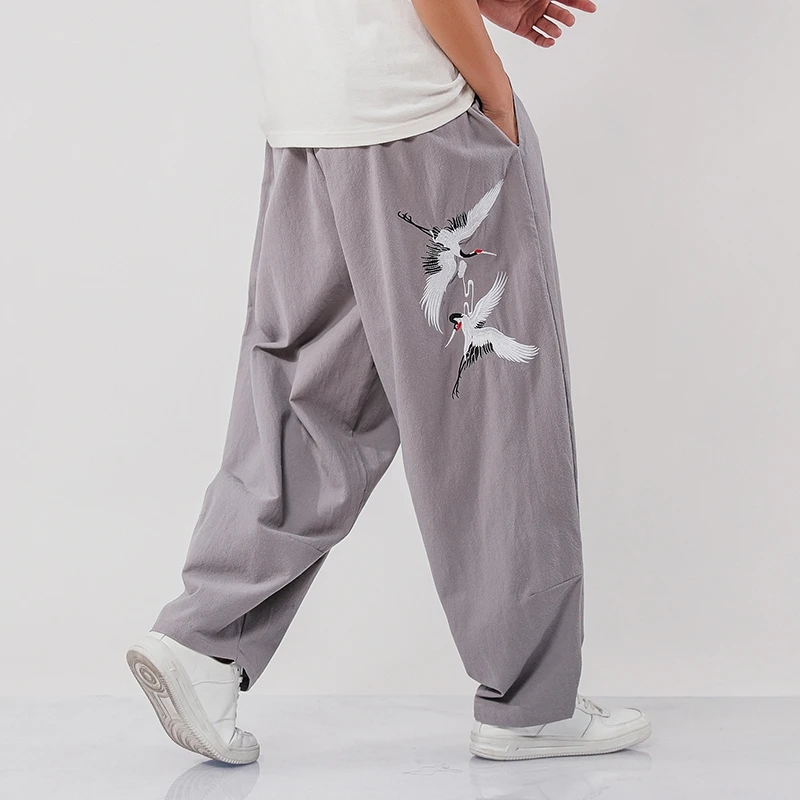 

Men Embroidery Wied Leg Pants Harajuku Style Jogging Pants Mens 2021 Autumn Loose Trousers Male Fashion Oversize Sweatpants 5XL