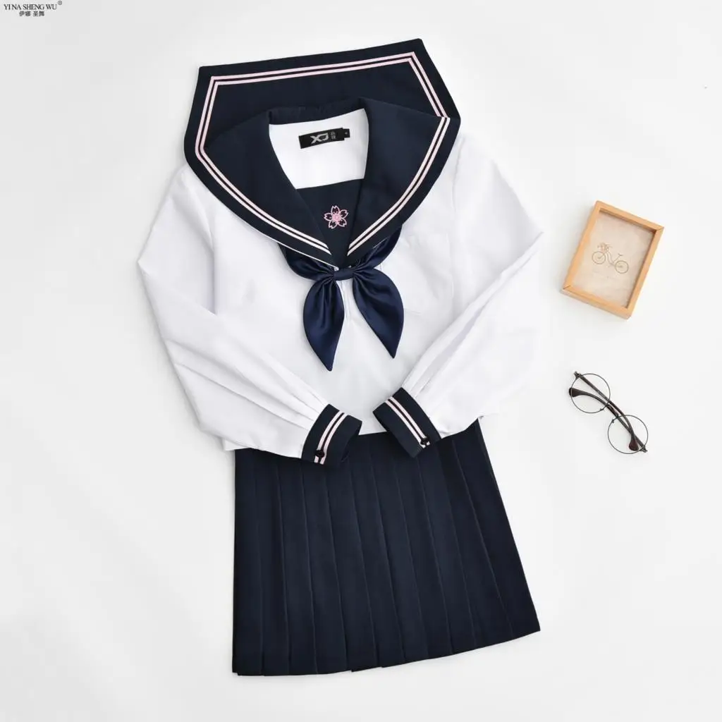 Комплект школьной формы для девочек Униформа с вышивкой в японском стиле модель