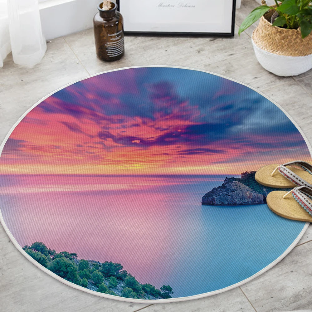 Silstar Tex Sea Landscape хлопковый ковер Круглый 3d коврик синий для комнаты дома кухни