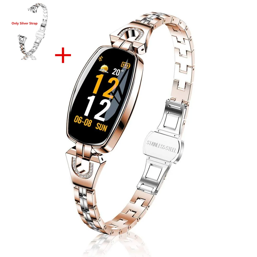 G add silver strap H8 смарт-браслет для женщин, смарт-браслеты для измерения артериального давления, фитнес-браслет, электронный браслет для здоровья - Цвет: G add silver strap