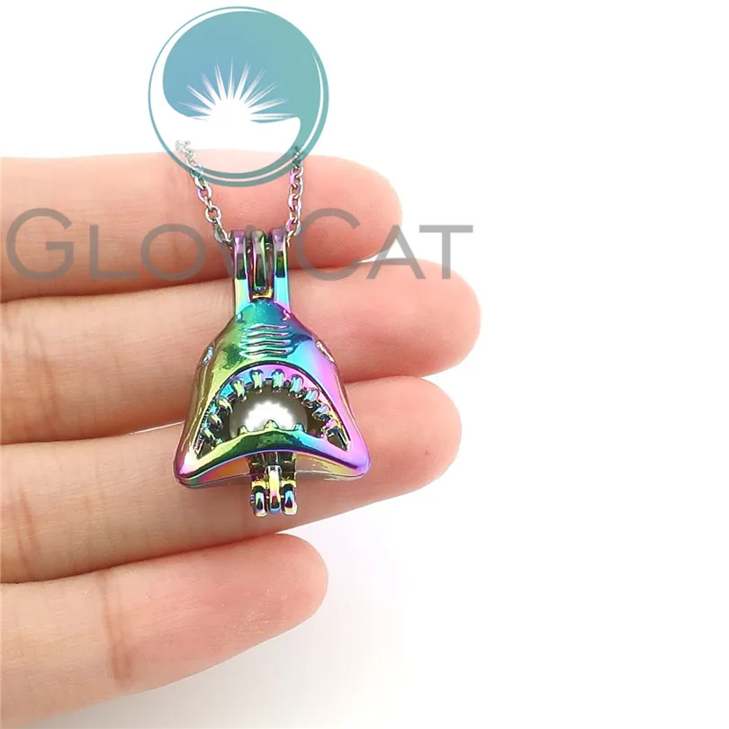 Радуга Акула бусины клетка Духи диффузор для эфирных масел драгоценный камень и