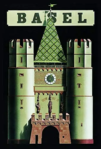 

Basel Spalentor Switzerland Theme Metal Tin Sign 8x12 Inch Home Kitchen Travel Decor Retro Tin Sign