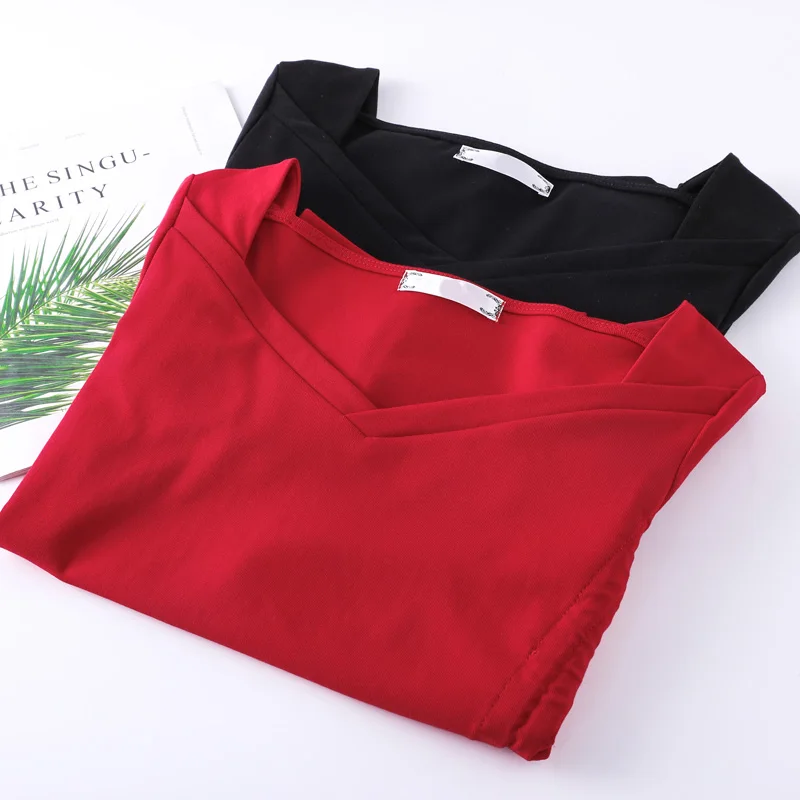 

Women's Bottoming Shirt Elegant Drawstring Clavicle Slimming Inspirational Large Size T-shirt Women's Long Sleeve Avocado Green