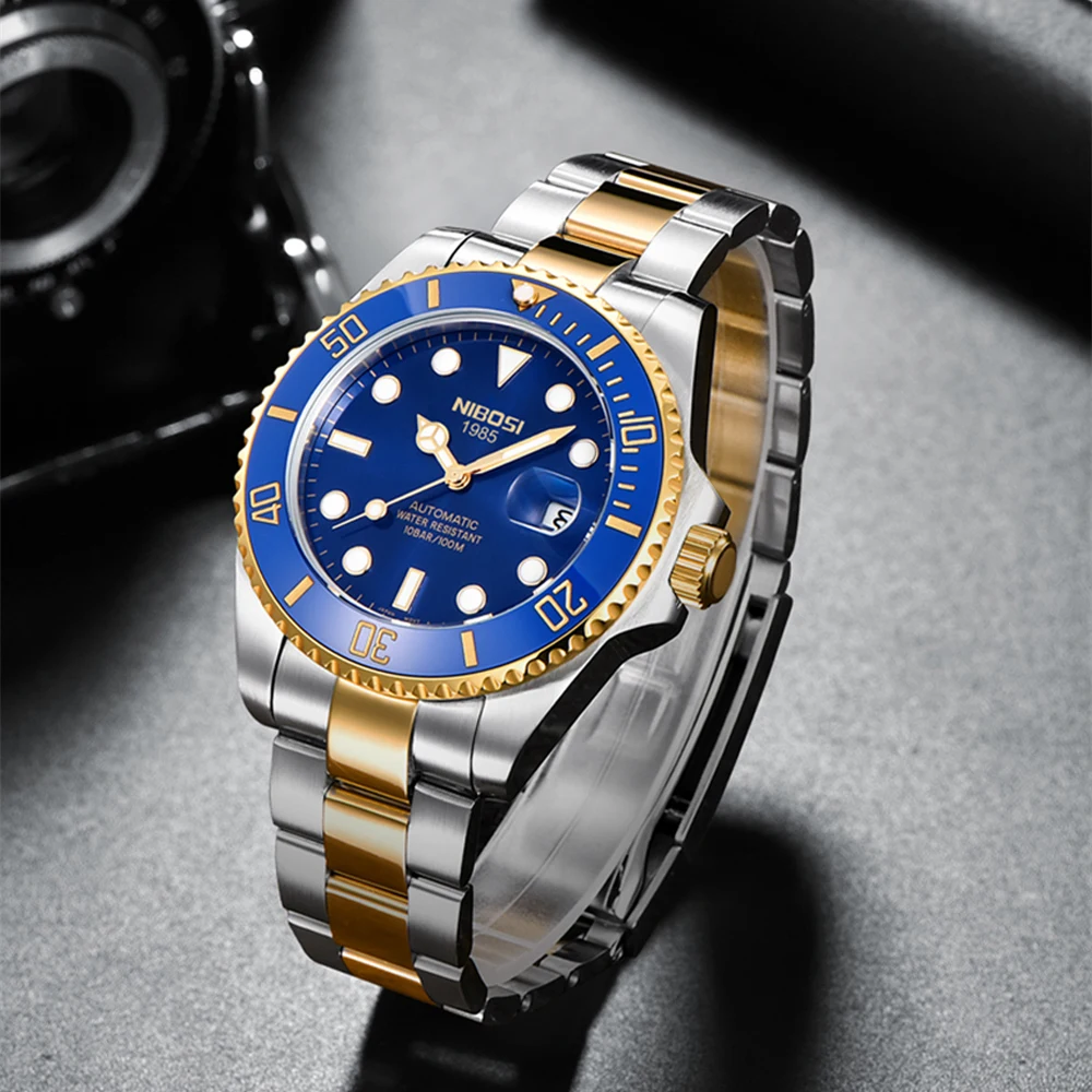 Механические Мужские часы NIBOSI Submariner роскошные брендовые модные мужские под