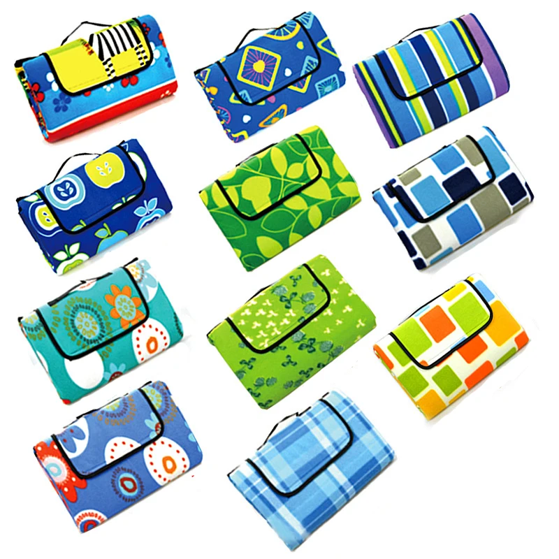

200*200cm Velvet Camping Mattress Foldable Outdoor Picnic Sleeping Mat Waterproof Plaid Beach Blanket Baby Tourist Mat