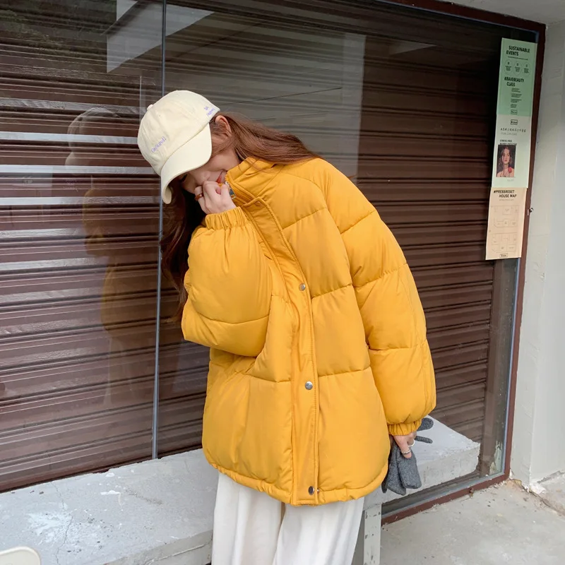 

FNOCE new winter women down jackets fashion trends casual youth streetwear solid long sleeve hooded slim all-match parkas coats