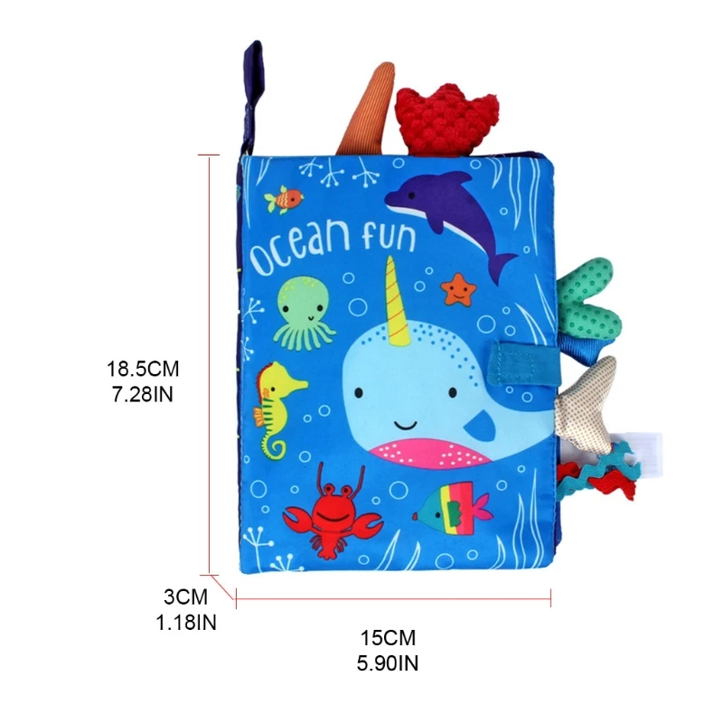 

Soft Baby Cloth Book Early Learning Developmental Baby Toy Teaching Animal Theme 3D Cloth Book Interactive Cartoon Toy