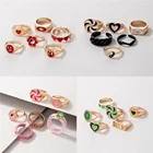 Цветной набор колец в форме сердца, оптовая продажа, Y2K кольцо с бусинами, тюльпаны, ювелирные изделия карамельных цветов, Тай-Чи, регулируемые цвета, металлическое кольцо