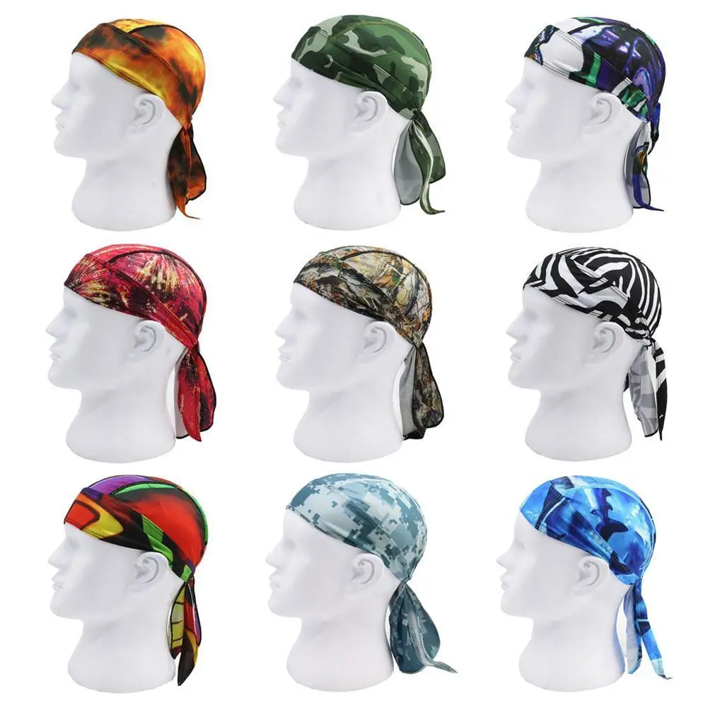 

2021 New Quick Dry Polyester Pirate Hat Elastic Adjustable Cancer Chemo Cap Men Women Outdoor Sport Bandana Cycling Headscarf