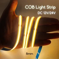cob led stirp lights 8mm flexible string night light dc12v24v decoration bedroom diode tape warm white lighting atmosphere lamp