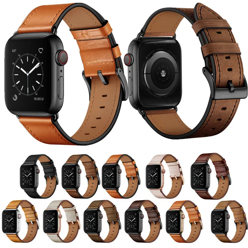 Элегантный ремешок из натуральной кожи браслет ремень для Apple Watch серия 5 4 3 2 1 iWatch
