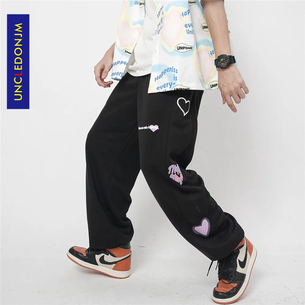 

UNCLEDONJM Heart pattern swearpants streetwear joggers men track pants men women fashion trousers hip hop pants B169