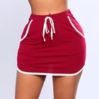Летняя женская сексуальная юбка белые по бокам Swearpants с высокой эластичной талией короткие женские юбки джоггеры юбка для фитнеса с карманами