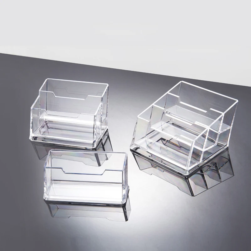Настольная визитница для офиса прозрачная акриловая подставка визиток
