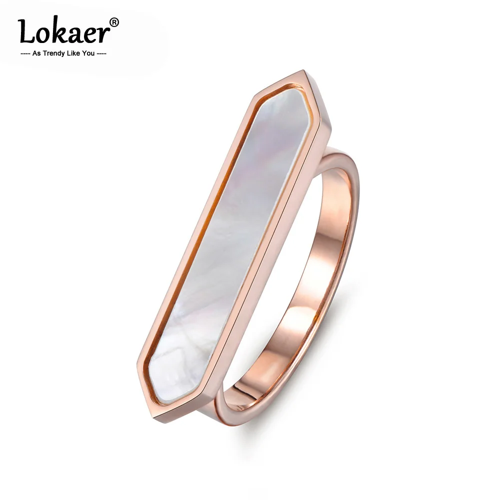 Lokaer, уникальные Длинные коктейльные кольца для женщин, трендовые, дизайн со стрелкой, нержавеющая сталь, белый корпус, вечерние кольца, ювелирные изделия Anillos R17031
