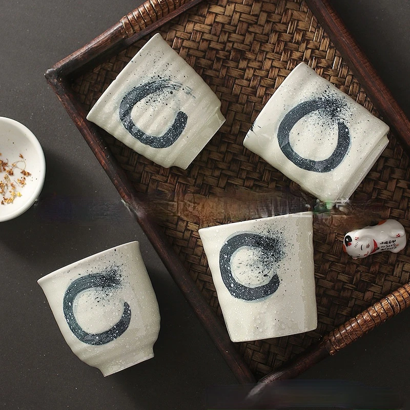 

2pcs Japanese Ceramic Hand-colored Cup Water Cup Morning Teacup Restaurant Restaurant Hotel Set Up Cup Teahouse Water Cup
