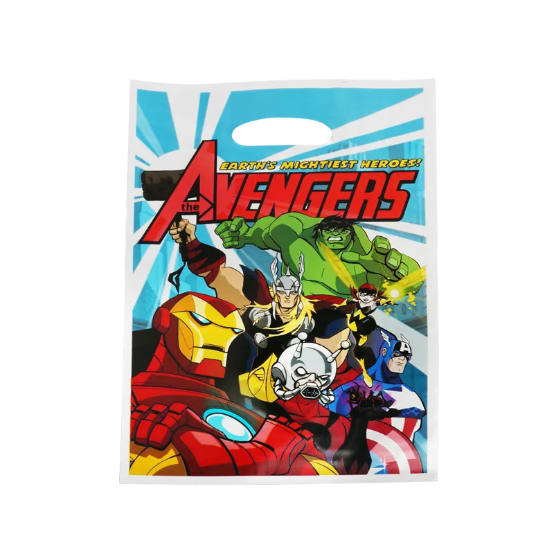 Avengers 10 шт./лот Подарочная сумка для пожарной машины для вечеринки в честь Дня рождения ребенка, пластиковая сумка для украшения детских конфет - Цвет: Avengers