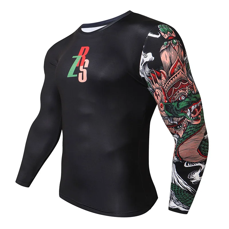

Guard Tops Fitness Running Shirt Men Gym Sport Tight Male T-shirt 3D Printed Compression Shirt Quick-Dry T-Shirt Rash