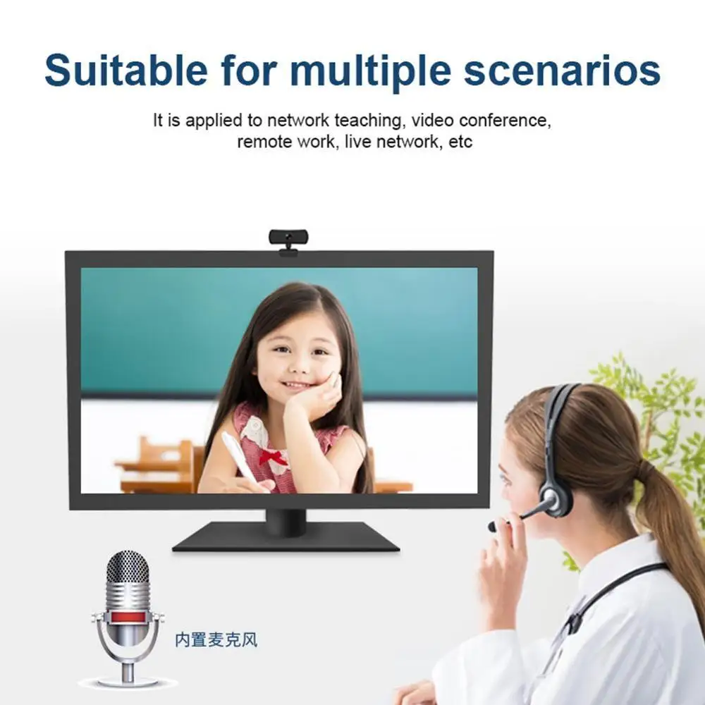 

1080P Webcam HD Computer PC WebCamera with Microphone Rotatable Cameras for Live Broadcast Video Calling Conference Work