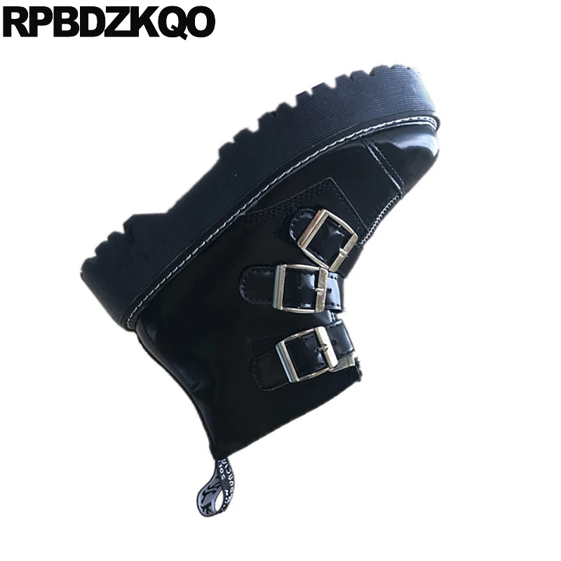 ботинки панк-рок новый Muffin батильоны водонепроницаемый Flatform лакированная кожа