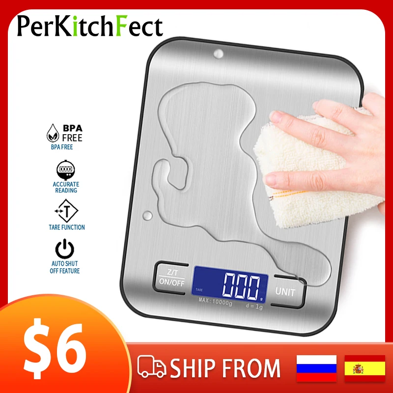 

5/10kg Digital Kitchen Scale Electronic LCD Display Stainless Steel Weight Scale Measuring Food Diet Scales Kitchen Accessories