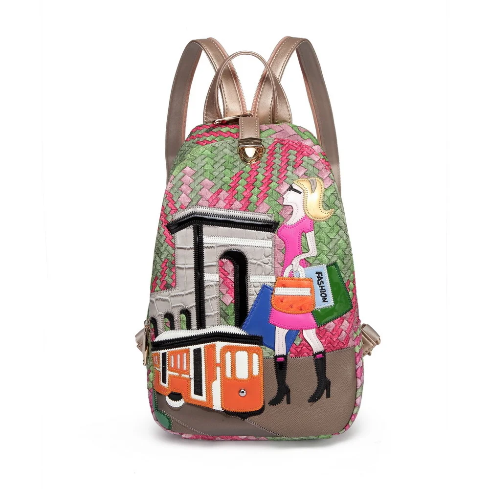 

New backpack women's fashion travel bag multi function embroidery beauty romantic Backpack