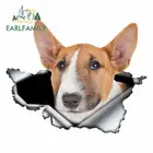 Миниатюрная Автомобильная наклейка EARLFAMILY с бультерьером, 3D разорванная металлическая, оригинальный дизайн, Виниловая наклейка на багажник, с изображением собаки