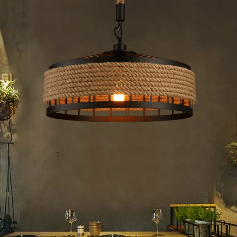 

Лофт ретро Американский Железный пеньковый Канат креативная люстра личность Ресторан Бар украшение лампа подвесной светильник LB01108