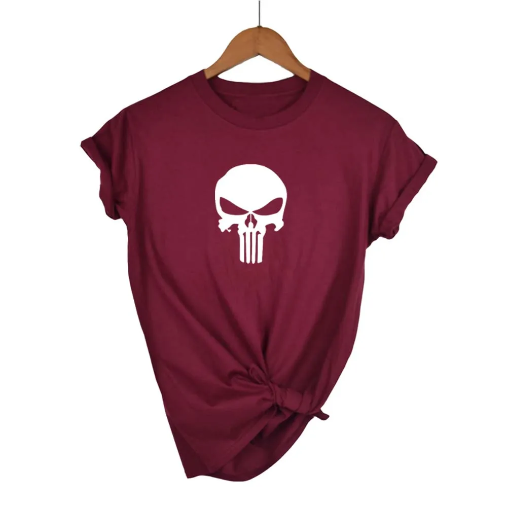 Рубашки женские топы Бренд 2016 модная новинка принт головы скелета футболка в