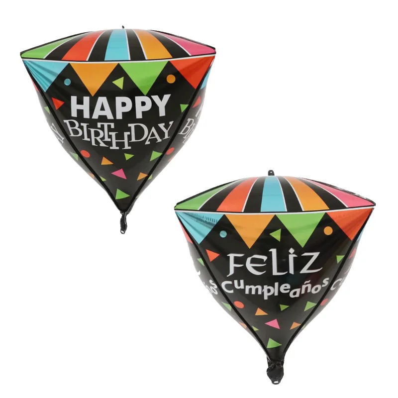 

10/20pcs 24inch 4D Cube Diamond Foil Balloons Spanish Happy Birthday Air Globos for Baby Shower Happy Birthday Party Decorations
