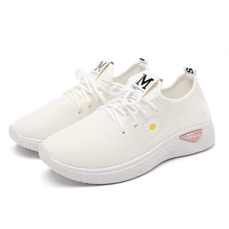 

Women's Sneakers Breathable Knitted Casual Socks Lace Up Spring Ladies Shoes Female Students Vulcanized Running Shoes 2021