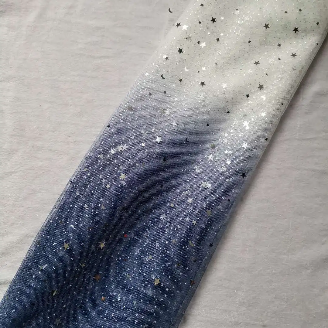 

2020 new mesh fabric star glitter sequin lace Gradient telas costura sewing wedding dress material tecido tulle stoff 5 yard