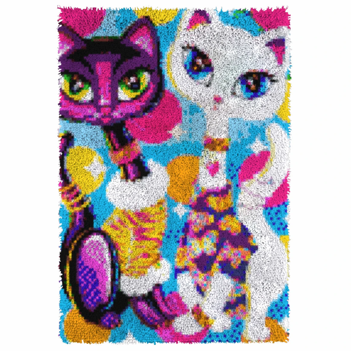 

Latch Hook Rug Kits Color Cat Unfinished Crocheting Tapestry 3D Yarn Needlework Cushion Sets for Embroidery