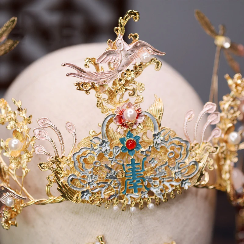 

NiuShuya Newest Chinese Bridal Headdress Draggonfly Crown Phoenix flying Costume Wedding Jewelry Hair Accessories