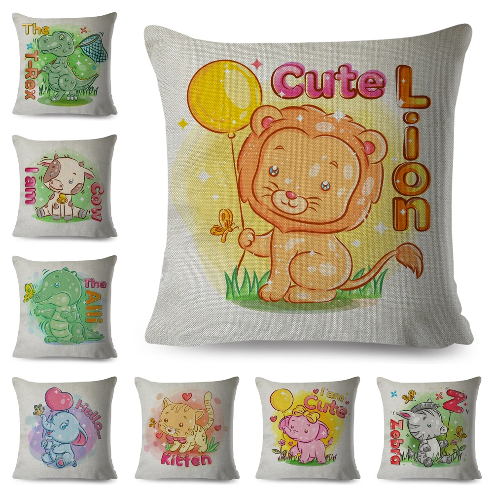 

Красочный милый чехол для подушки с животными для дивана, домашний подарок для детей, декор для домашних животных, мультяшный единорог, чехо...