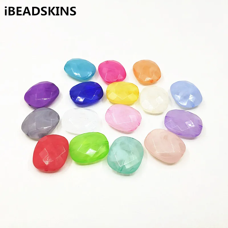 Новое поступление! Акриловые прозрачные двухцветные граненые овальные бусины