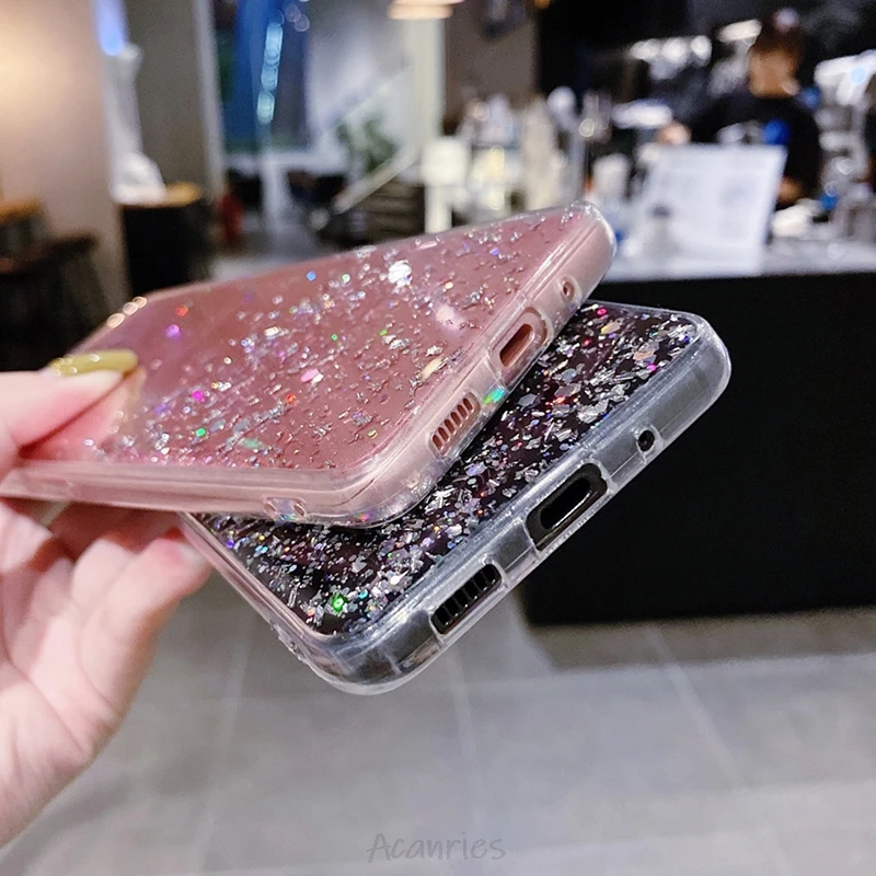 Bling Star Diamond Glitter Phone Case On For Samsung Galaxy A32 4G A52 A72 A42 A12 5G A02 A02S A01 M01 Core Soft Tpu Back Cover