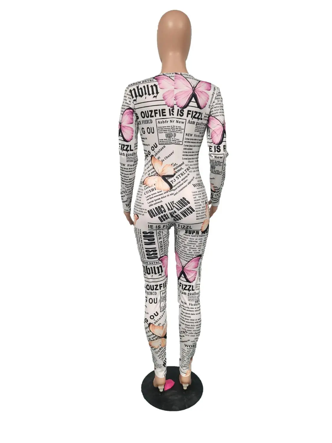 

Europe's new sexy printed slim one-piece pants fashion V-Neck long sleeve women's sports top and pants