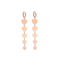 drop heart earrings womens hearts dangle hanging statement jewelry rose gold color stainless steel korean earring lover gift
