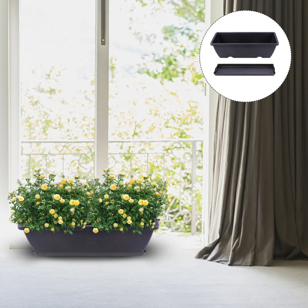 

Rectangular Garden Planter Home Plant Pot with Drainage Hole Saucer