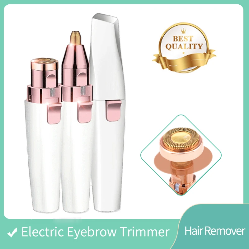 

2 IN 1 Female Mini Epilator Electric Eyebrow Trimmer Painless Safety Shaving Lipstick Shape Body Facial Neck Leg Hair Remover