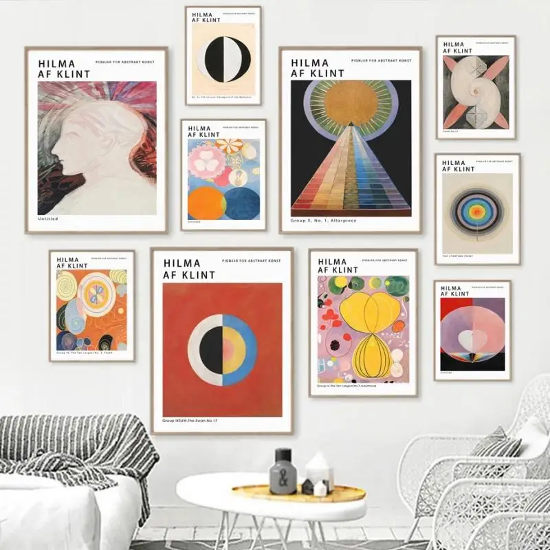 

Abstract Canvas Painting Geometric Symbol Group Untitled Hilma Af Klint Modern Poster Home Decor Living Room Gallery Wall Art